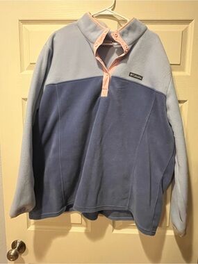 Columbia Women’s Two-Tone Blue and Pink Fleece Snap-Front Pullover